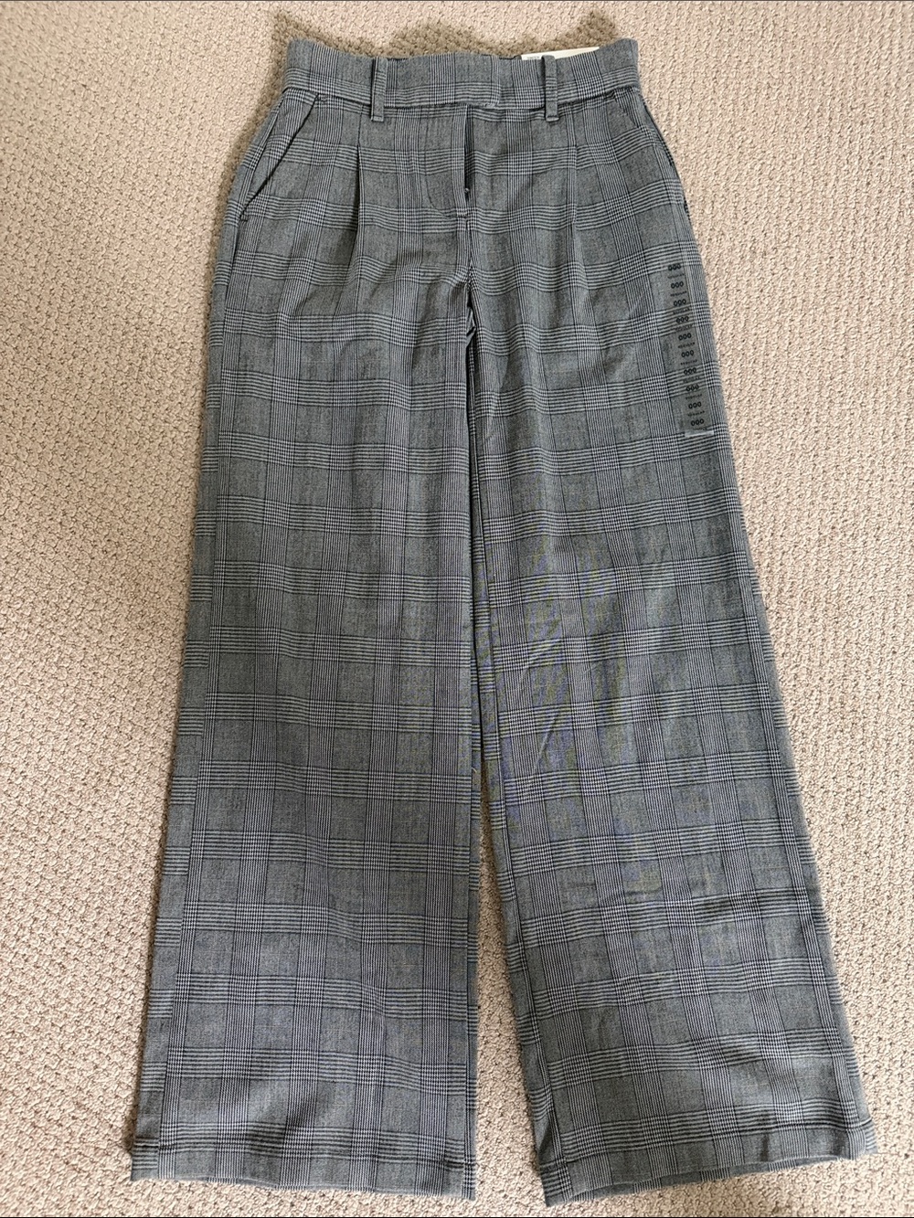American Eagle Outfitters Gray Plaid Wide-Leg Trousers